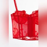 ZARA New Women Red Sexy Embroidered Underwire Corset Size 34B Photo 5