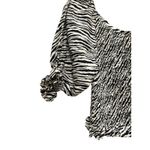 Faithfull the Brand Tani Smocked Linen Blouse Size 8 Zebra Puff Sleeve Ruffle Photo 9