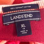 Lands' End  Floral Cardigan Sweater Maroon Pink XL Photo 6