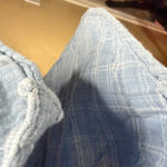 Free People  Turn it Up Blue Chambray Striped Boho Button Up Shirt Womens Size S Photo 4