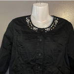 Hearts Of Palm Jacket Womens Petite Black Embellished Scoop Neck Button Front Size undefined Photo 0