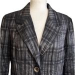 Tribal Blazer Jacket Black Gray Metallic Textured Button Front Pockets Size 10 Photo 2