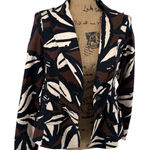 Cache  Blazer Jacket Small Abstract Print Fitted Side Laced‎ Up Brown Black Ivory Photo 0