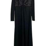 Vintage Shawn Jos 1970s Formal Gown Maxi Dress Black Sequin V Neck Womens Small Photo 0