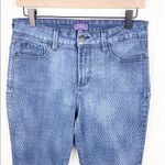 NYDJ Skinny Fit Blue Denim Jeans Snakeskin Fish Scale Print Women's Size 6 Photo 2