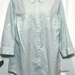 Croft & Barrow  Womens Plus 2X Striped Roll Tab Sleeve Collared Button Down Shirt Photo 0