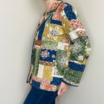 Retro Colorful Floral Quilted Patchwork Light Jacket Blazer Multi Size M Photo 5