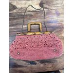Patricia Nash Carmen Salmon Crochet Wood Leather Shoulder Chain Satchel Handbag Photo 6