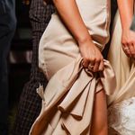 Azazie Champagne Satin Bridesmaid Dress Photo 2