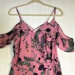 Mi ami Dress Womens Sz L Pink Floral Cold Shoulder‎ Ruffle Mini Faux Wrap Boho Size L Photo 1
