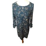 Banana Republic Legion Blue and Antique Pewter Floral Blue Pearl Snap Ruffle Cuf Photo 2