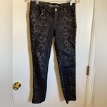 INC International Concepts Petite Black Foil Gold Snakeskin Skinny Jeans #Gr Photo 1