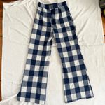 Free People Buffalo Plaid Navy Blue & White Wide Leg Pants Photo 4