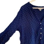 Old Navy  the tunic XXL navy blue white polka dot long sleeve button blouse Photo 2