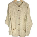 Thomas Keeling Wool Fisherman Sweater Cardigan Sz XL Chunky Hand Knit Photo 0