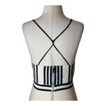 Alice + Olivia  Shirt Women 4 Black White Rayna‎ Variegated Stripe Cropped Top Photo 5