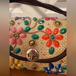 MAHLER Vintage Tropical Vacation Raffia Straw Floral Tiki Pinup 1960s Tan Photo 3