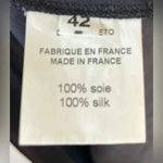 David Szeto black 100% silk dress asymmetric draped sleeve, floral shoulder; 42 Size 10 Photo 4