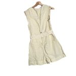 Anthropologie Womens Tan Neutral NWT $168 Pilcro Belted V Neck Zip Romper Sz XS Photo 1
