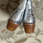 Metallic Silver Cowboy Boots Western Ankle Booties 6.5 6 1/2 Photo 4
