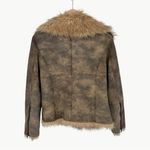Newport News Vintage 90s 100% Leather Faux Fur Shearling Coat | Sz 6 | Brown Tan Photo 2