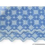 ZARA  Women's Large Light Blue White Geometeic Floral Embroidered Deep V Neck Top Photo 6