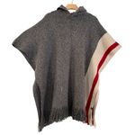 Roots CABIN COLLECTION Hooded Fringe Hem Poncho Gray Oat Mix Size OS NEW Photo 1