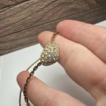 Swavorski Swarovski Crystal Signed Pave Heart Gold Tone Clear Necklace 16 3/4 Inch Photo 6