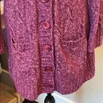 L.L.Bean Button Down Chunky Knit Cardigan Purple Sweater Wool Size Medium Photo 2
