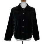 Marsh Landing  Black Velvet Jacket Medium Retro Y2K Boho Western Button Up Blazer Photo 0