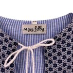 MISS LILLY Blue & White Stripe Embellished Folkloric Open Top/Cardigan Size S/M Photo 2