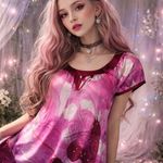 Vertigo Paris  Y2K Satin Babydoll Mini Dress XS Fairy Grunge Abstract Retro Bow Photo 0