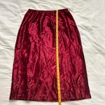 Vintage Burgundy red midi slip skirt with floral shimmer print and elastic waist Size L Photo 5