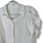 Veronica Beard Carmine Off-White Silk Button Front Ruched Sleeves Blouse Size 4 Photo 4
