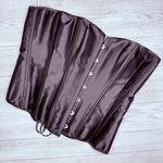 Black sleeveless corset with tie back and clip front as shown shape Photo 0