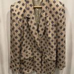Anne Klein Vintage 80’s creamy tan silk geometric art deco blazer pockets Photo 0