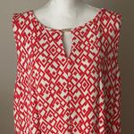 Haani Red/White Novelty Print Sleeveless Long Dress Red Size 3X Photo 5