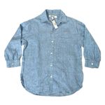 Madewell Button Up Linen Blouse in Coastal Blue Sz Medium NWT Photo 6