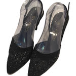 ST JOHN Black Lace Embellished Slingback Heels Made in Italy Size 7 1/2 Photo 0