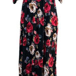 Altar'd State Alter’d State Maxi Dress S‎ Black Red Rose Floral Smocked Off The Shoulder Boho Photo 0