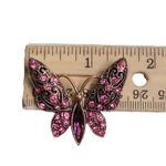 Coppertone Butterfly Pink Purple Rhinestone Brooch Whimsical Preppy Cottagecore Photo 2