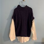 Pilcro  by Anthropologie purple sweater with long sleeve blouse size M Photo 4