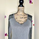 Free People  Gray Waffle Knit with Embroidery Thermal Tunic Sz XS Photo 2