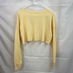 Forever 21 women's light yellow waffle knit cropped long sleeve casual shirt M Photo 6