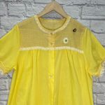 Vintage Archdale Maid House Coat Robe Button Front Yellow Gingham Bee M Lace Size M Photo 1