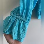 River Island Top Women L Blue Animal Print Tie Neck Classic Long Sleeve Spring Photo 2