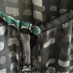 Cost Plus World Market BlK Grey White Buttoned Peplum 3/4 Sleeve Blouse Sz L/XL Size L Photo 2