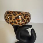 Vintage Leopard Print Bangle Bracelet Brown Photo 2