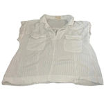 Love Note Love Notes SZ Large White Lightweight Shirt Crop Top‎ V-Neck Collared Photo 1