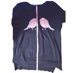 LC Lauren Conrad Lauren Conrad M Navy Blue Crew Neck Lightweight High Low Lovebird Sweater Photo 8